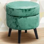 Pouf Contenitore Sgabello Cassapanca Poggiapiedi in Tessuto Velluto Verde 37x40