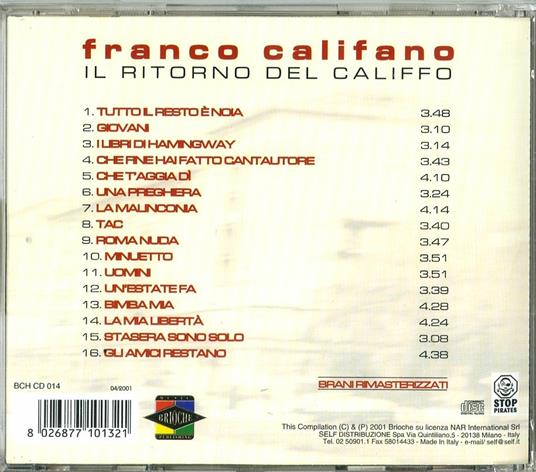 Il ritorno del califfo - CD Audio di Franco Califano - 2