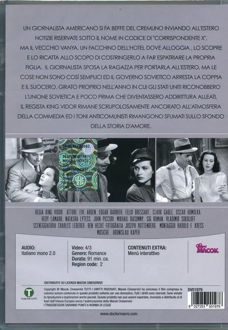 Corrispondente X di King Vidor - DVD - 2