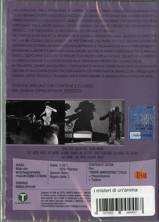 I misteri di un'anima - Ombre ammonitrici (DVD) di Georg Wilhelm Pabst,Arthur Robinson - DVD - 2