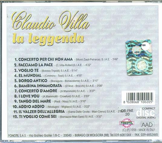 La leggenda - CD Audio di Claudio Villa - 2