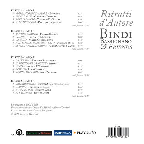 Ritratti d'Autore. Bindi Bassignano & Friends - Vinile LP di Umberto Bindi,Ernesto Bassignano - 2