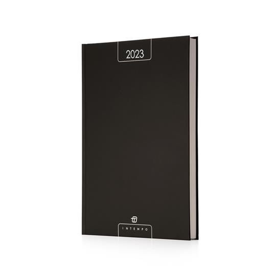 Agenda Intempo Alfa 2023, 12 mesi, giornaliera, in Papercoat, Nero - 21 x 30 cm