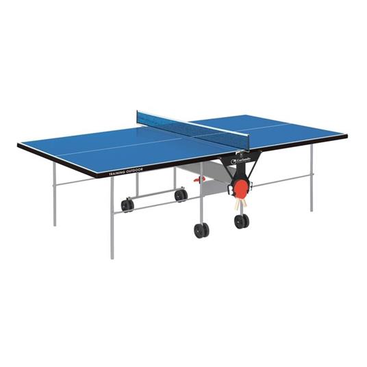 Tavolo Da Pin Pong Con Piano Blu E Ruote Per Esterno Garlando Training Outdoor