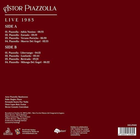 Live Lugano 13 Ottobre 1983 - Vinile LP di Astor Piazzolla - 2