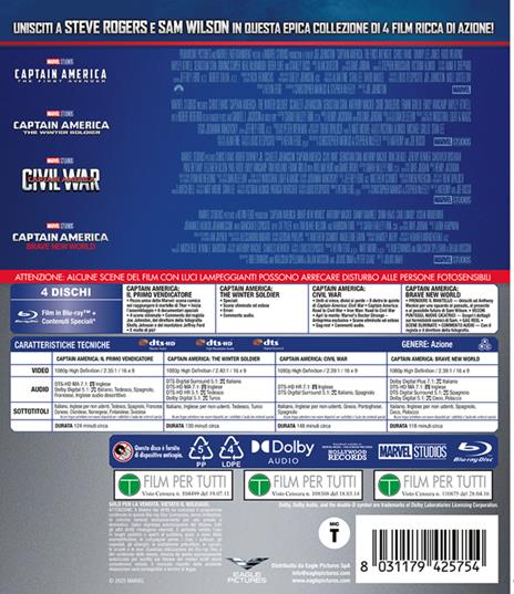 Captain America. 4 Film Collection (4 Blu-ray) di Joe Johnston,Anthony Russo,Joe Russo,Julius Onah - 2