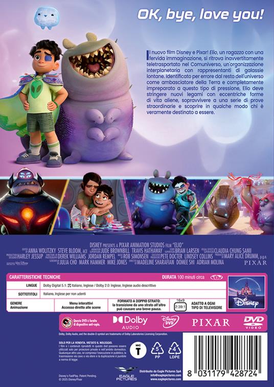 Elio (DVD) di Adrian Molina,Madeline Sharafian,Domee Shi - DVD - 3