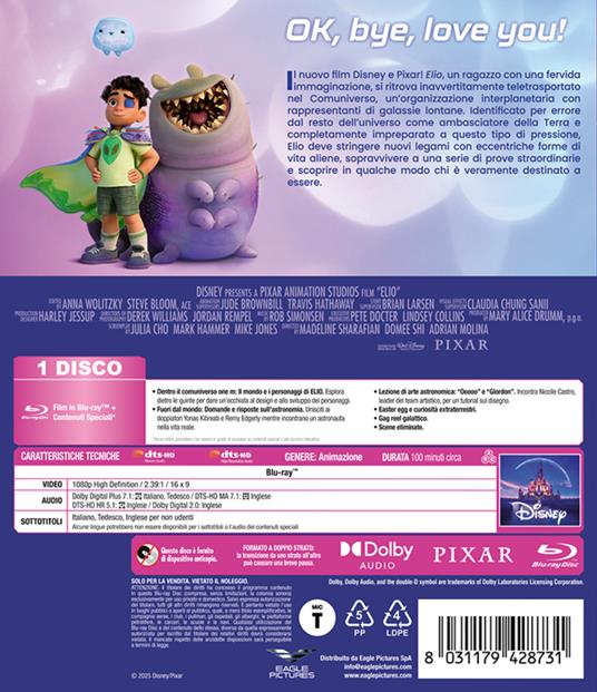 Elio (Blu-ray) di Adrian Molina,Madeline Sharafian,Domee Shi - Blu-ray - 3