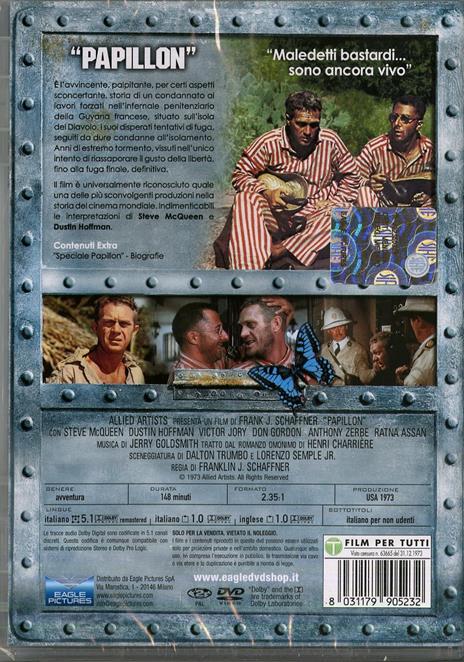 Papillon di Franklin J. Schaffner - DVD - 2