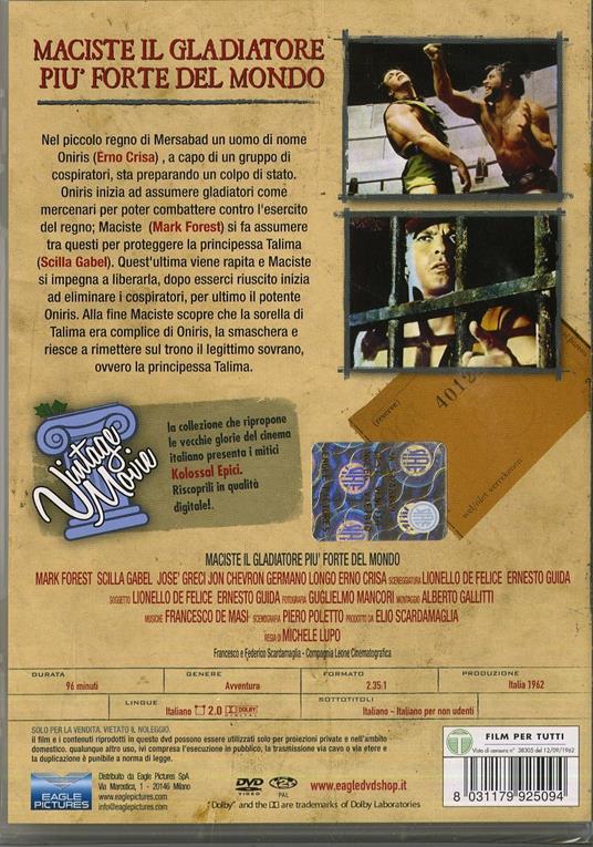 Maciste il gladiatore più forte del mondo di Michele Lupo - DVD - 2