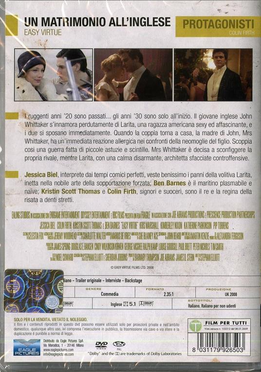 Un matrimonio all'inglese. Easy Virtue di Stephan Elliott - DVD - 2