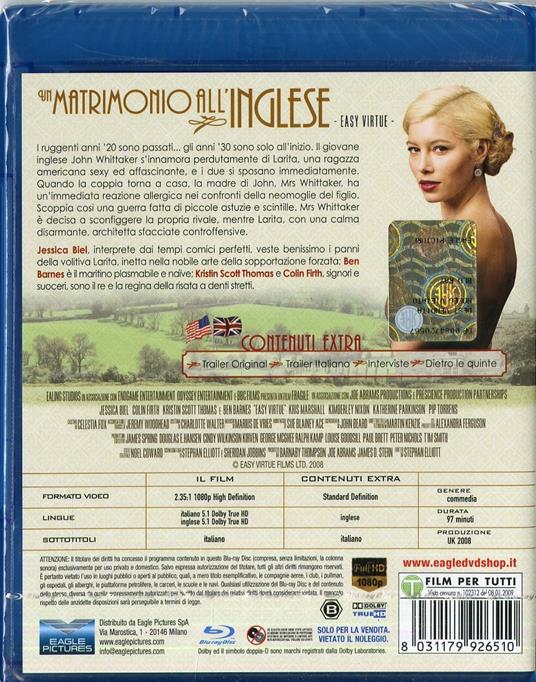 Un matrimonio all'inglese. Easy Virtue di Stephan Elliott - Blu-ray - 2