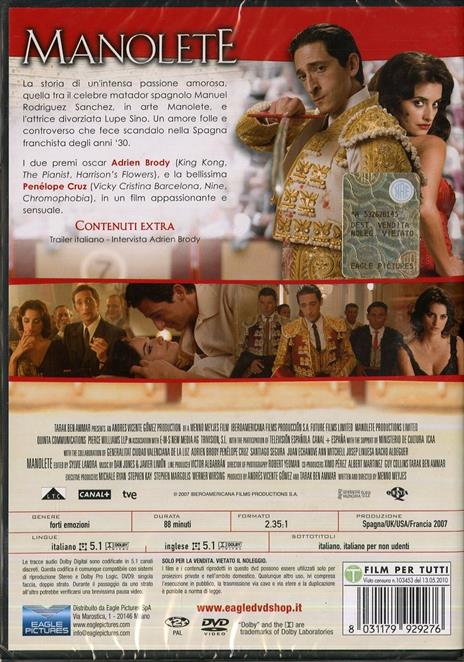 Manolete di Menno Meyjes - DVD - 2
