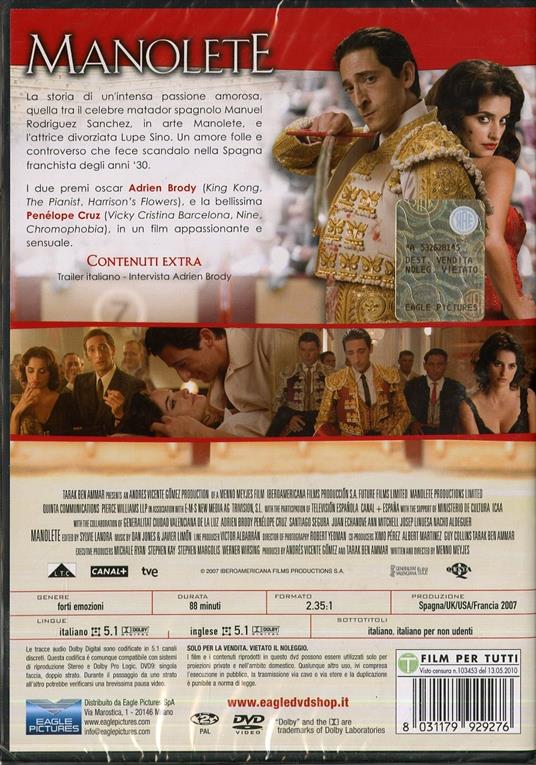 Manolete di Menno Meyjes - DVD - 2