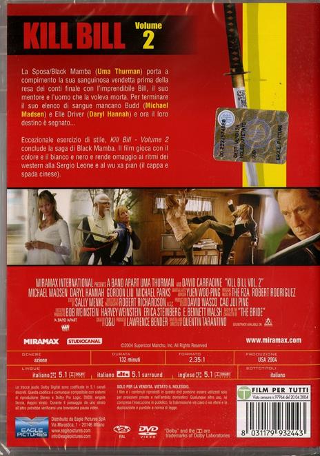 Kill Bill. Volume 2 di Quentin Tarantino - DVD - 2