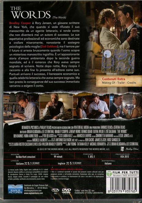 The Words di Brian Klugman,Lee Sternthal - DVD - 2