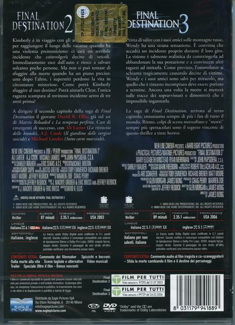 Final Destination 2 & 3 (2 DVD) di David R. Ellis,James Wong - 2