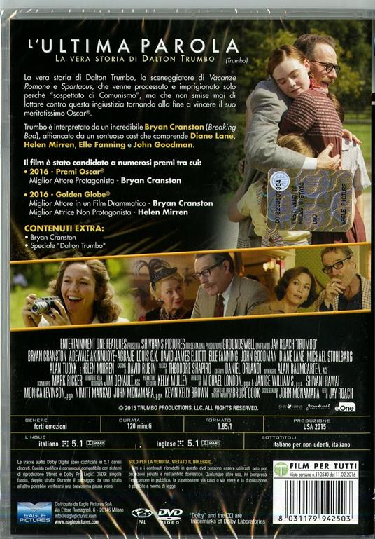 L' ultima parola. La vera storia di Dalton Trumbo di Jay Roach - DVD - 2