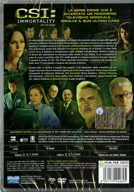 CSI. Immortality di Louis Milito - DVD - 2