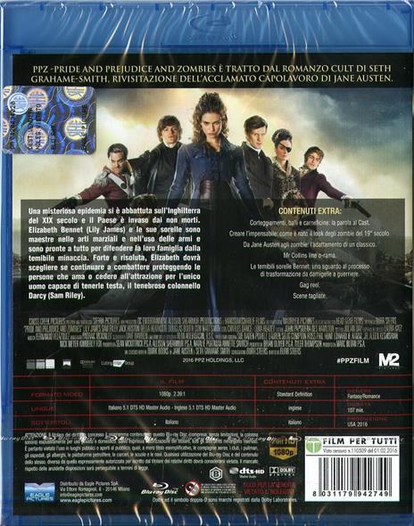 PPZ. Pride + Prejudice + Zombies di Burr Steers - Blu-ray - 2