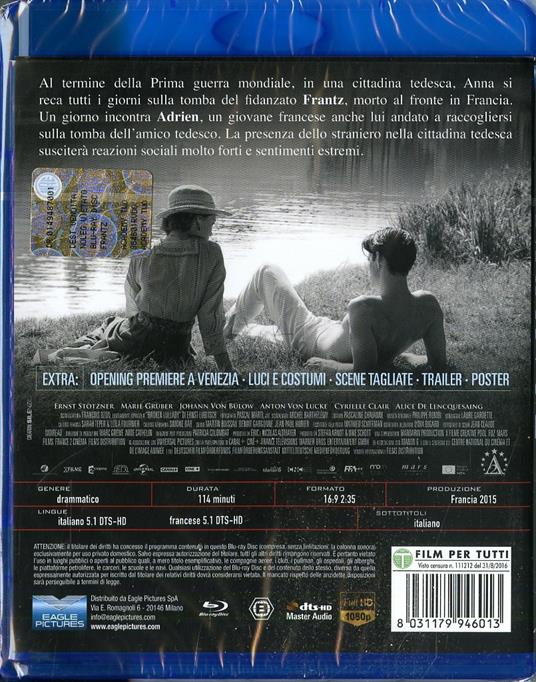 Frantz (Blu-ray) di François Ozon - Blu-ray - 2