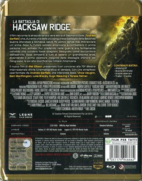La battaglia di Hacksaw Ridge (Blu-ray) di Mel Gibson - Blu-ray - 2