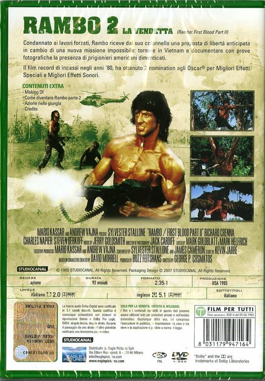 Rambo II. La vendetta (DVD) di George Pan Cosmatos - DVD - 2