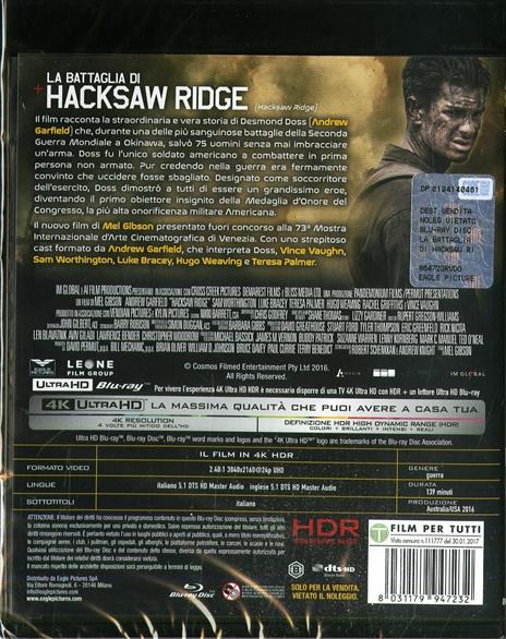 La battaglia di Hacksaw Ridge (Blu-ray 4K Ultra HD) di Mel Gibson - 2