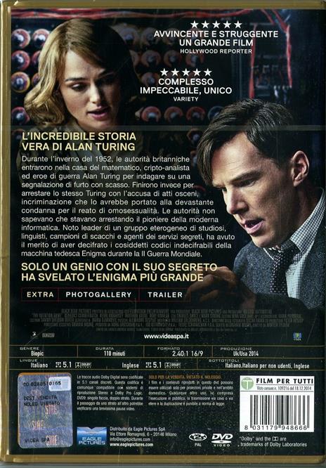 The Imitation Game (DVD) di Morten Tyldum - DVD - 2