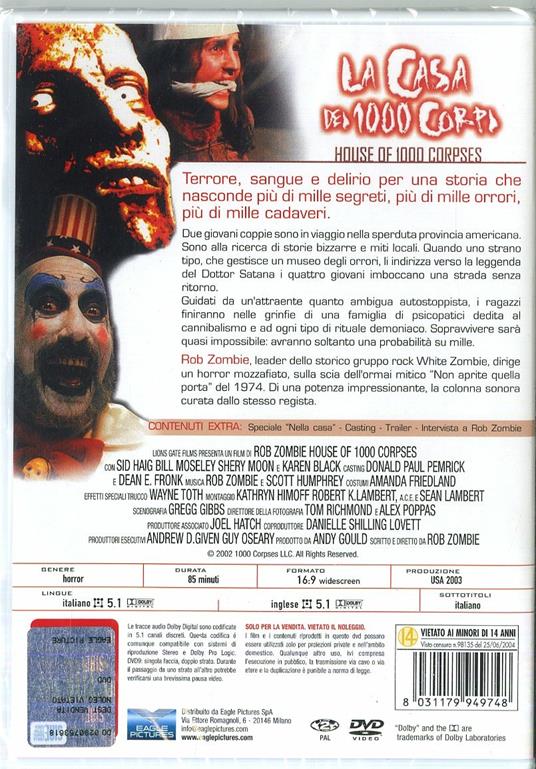 La casa dei 1000 corpi. Special Edition (DVD) di Rob Zombie - DVD - 2