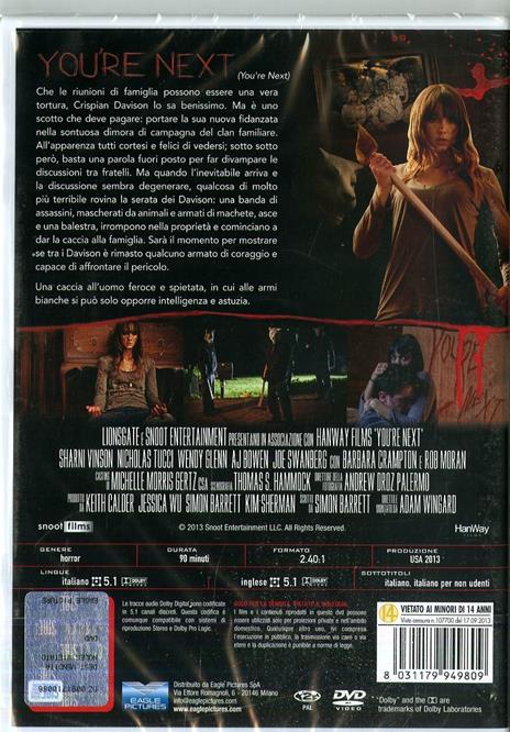 You're Next. Special Edition (DVD) di Adam Wingard - DVD - 2