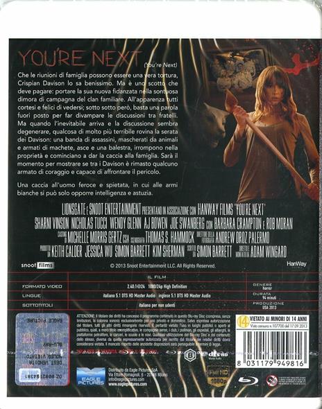 You're Next. Special Edition (Blu-ray) di Adam Wingard - Blu-ray - 2