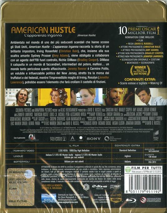 American Hustle. L'apparenza inganna (Blu-ray) di David O. Russell - Blu-ray - 2