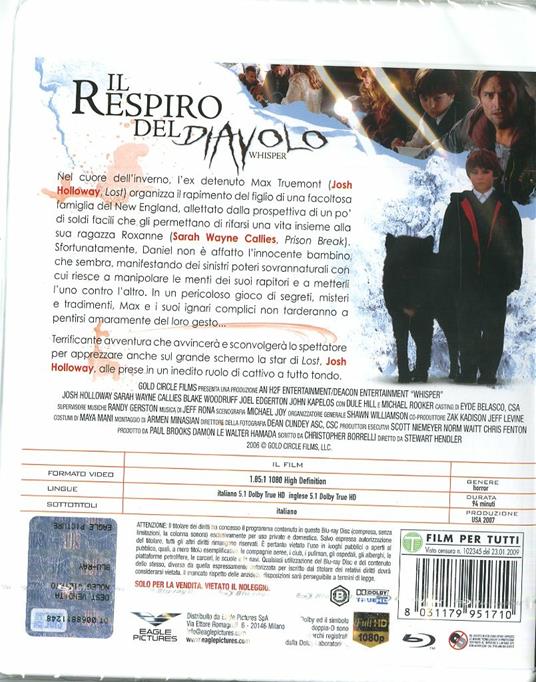 Whisper. Il respiro del diavolo. Special Edition (Blu-ray) di Stewart Hendler - Blu-ray - 2