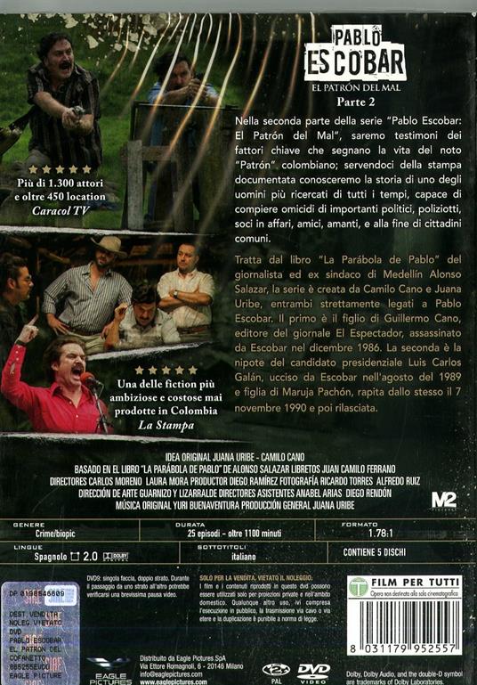 Pablo Escobar. El Patrón del Mal. Parte 2 (5 DVD) di Carlos Moreno,Laura Mora - DVD - 2