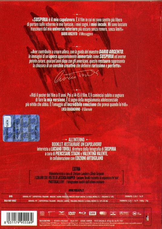 Suspiria. Edizione numerata e restaurata. Con Digibook (DVD + Blu-ray) di Dario Argento - DVD + Blu-ray - 2