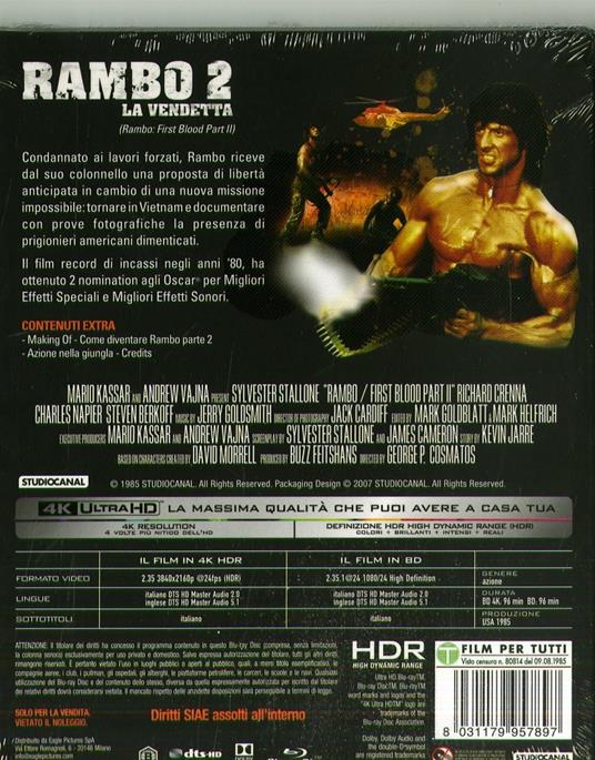 Rambo 2 La Vendetta (4K Ultra Hd+Blu Ray)