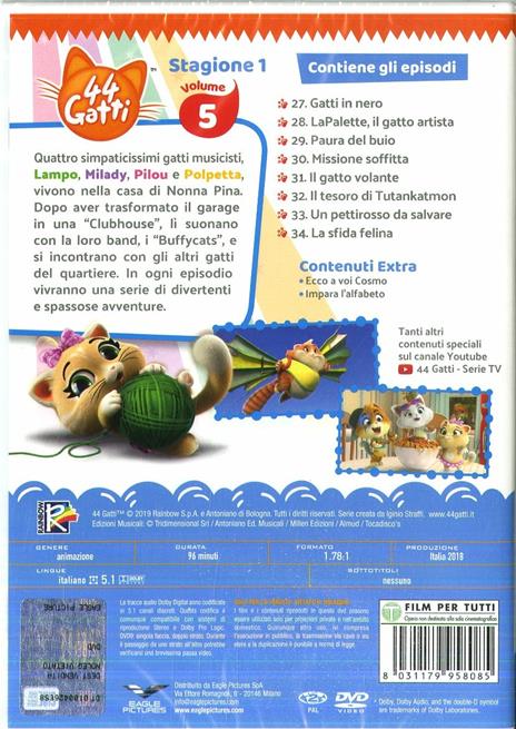 44 gatti vol.5. Il gatto volante (DVD) di Iginio Straffi - DVD - 2