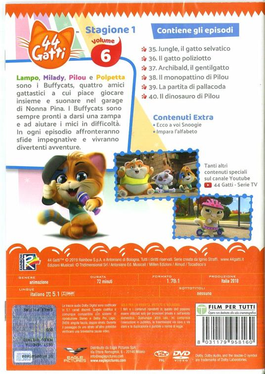 44 gatti vol.6. La partatita di pallacorda (DVD) di Iginio Straffi - DVD - 2