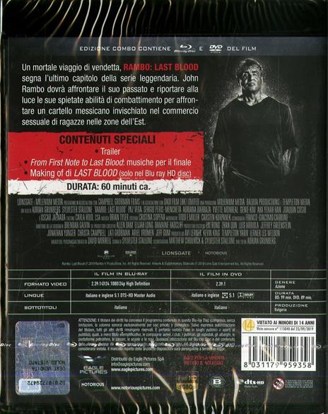 Rambo. Last Blood (DVD + Blu-ray) di Adrian Grunberg - DVD + Blu-ray - 2