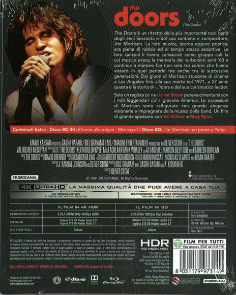 The Doors. 4Kult (Blu-ray + Blu-ray Ultra HD 4K) di Oliver Stone - Blu-ray + Blu-ray Ultra HD 4K - 2