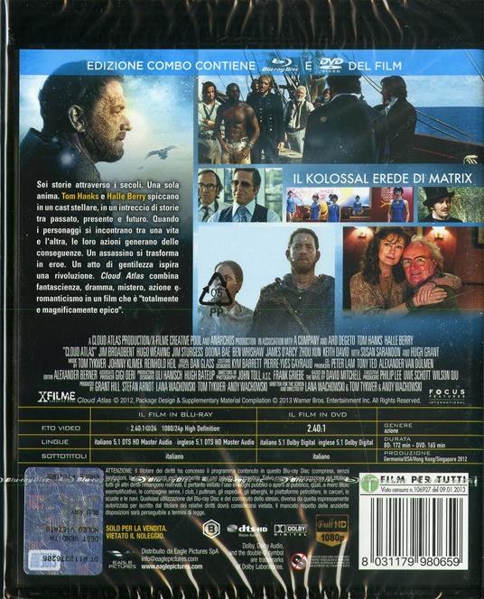 Cloud Atlas (DVD + Blu-ray) di Tom Tykwer,Lana Wachowski,Lilly Wachowski - DVD + Blu-ray - 2