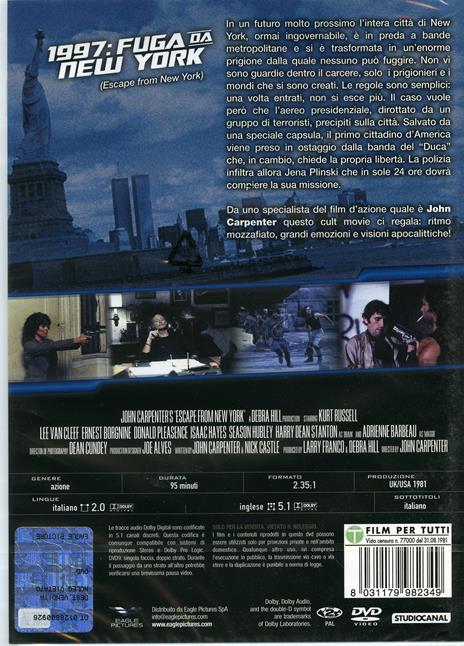 1997: Fuga da New York (DVD con calendario 2021) di John Carpenter - DVD - 2