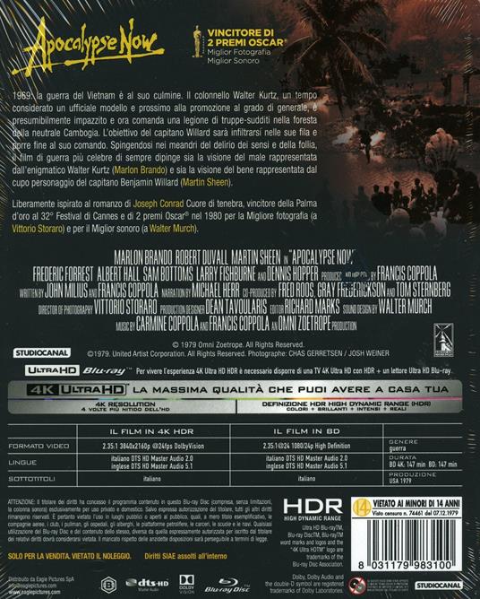 Apocalypse Now (Blu-ray + Blu-ray Ultra HD 4K) di Francis Ford Coppola - Blu-ray + Blu-ray Ultra HD 4K - 2