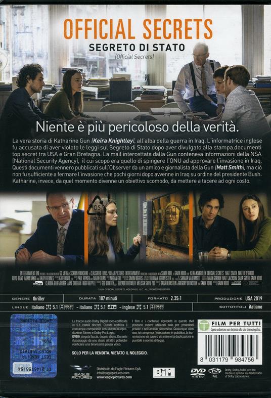 Official Secrets. Segreto di stato (DVD) di Gavin Hood - DVD - 2