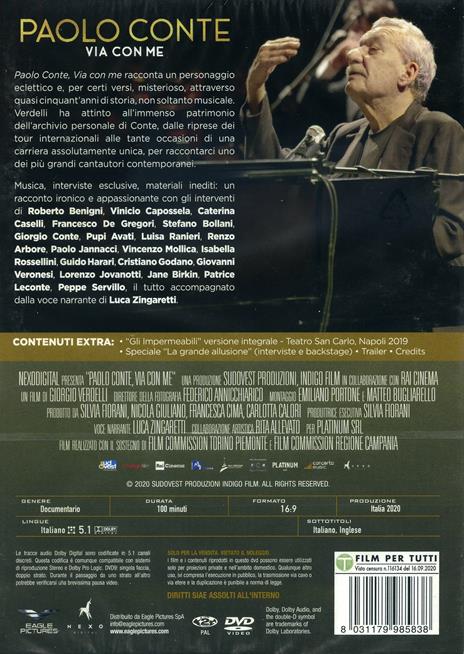 Paolo Conte. Via con me (DVD) di Giorgio Verdelli - DVD - 2