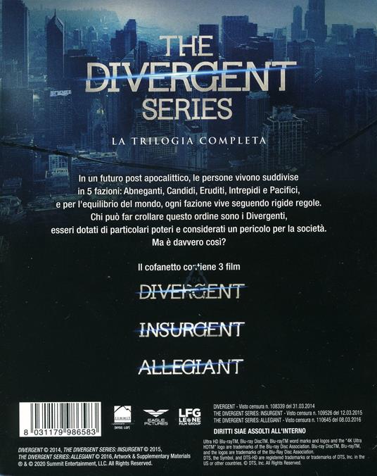 Trilogia Divergent Series 4K. Con Slipcase (Blu-ray + Blu-ray Ultra HD 4K) di Robert Schwentke - 2