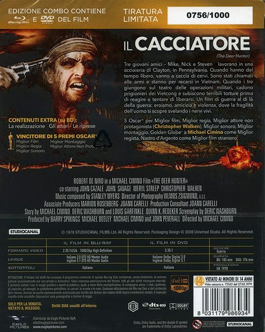 Il cacciatore. Oscar Cult. Limited Edition (DVD + Blu-ray) di Michael Cimino - DVD + Blu-ray - 2
