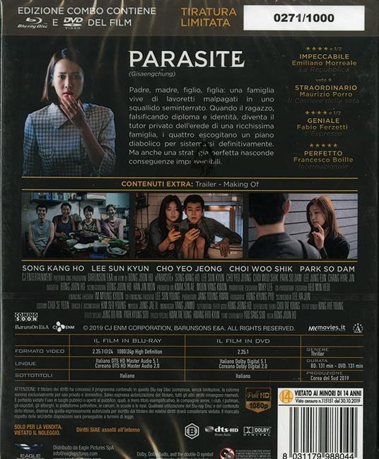 Parasite (DVD + Blu-ray) di Bong Joon Ho - DVD + Blu-ray - 2