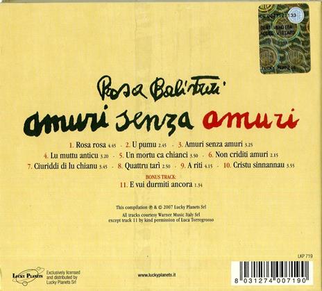 Amuri senza amuri - CD Audio di Rosa Balistreri - 2